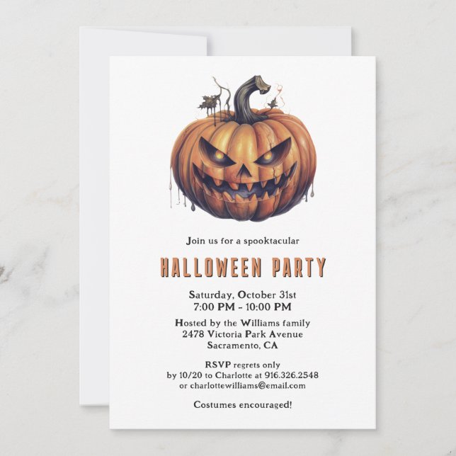 Invitación Espeluznante Moon Halloween House (Anverso)