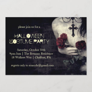 Invitación Espeluznante mujer gótica invita a fiesta de Hallo