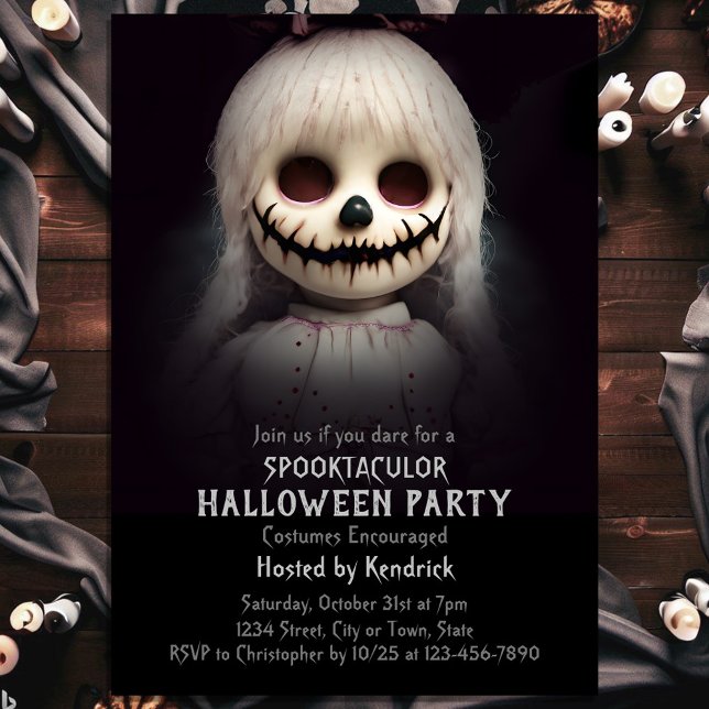 Invitación Espeluznante muñeca espeluznante Fiesta de disfrac (Subido por el creador)