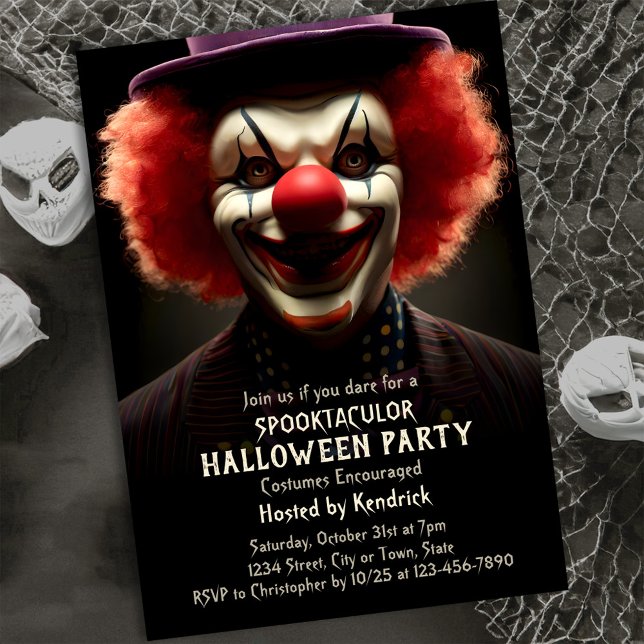 Invitación Espeluznante payaso Fiesta de disfraces de Hallowe (Subido por el creador)