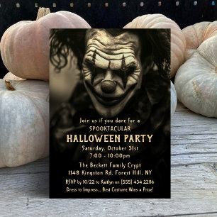 Invitación Espeluznante Payaso Vintage Halloween Party