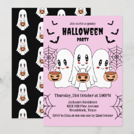 Invitación Espeluznante Personalizado de Kawaii Fantasma Hall