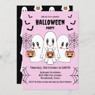 Invitación Espeluznante Personalizado de Kawaii Fantasma Hall