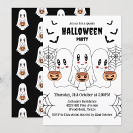 Invitación Espeluznante Personalizado de Kawaii Fantasma Hall