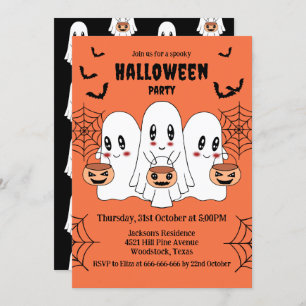Invitación Espeluznante Personalizado de Kawaii Fantasma Hall