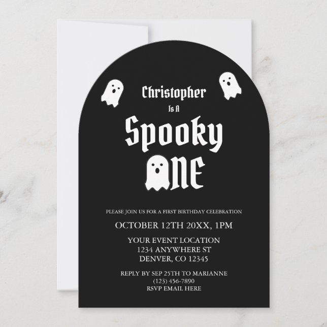 Invitación Espeluznante primer cumpleaños (Anverso)