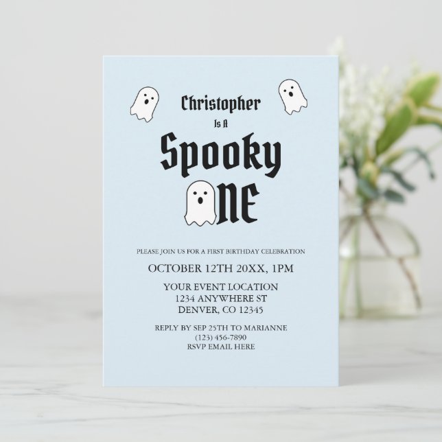 Invitación Espeluznante primer cumpleaños (Anverso de pie)