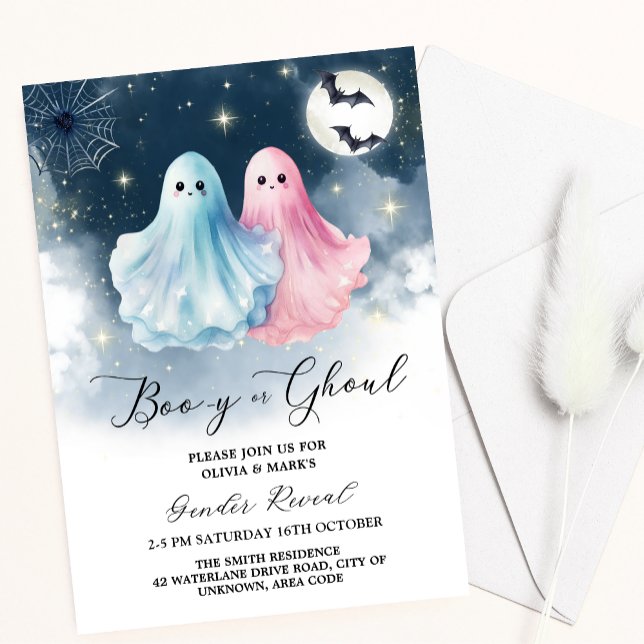 Invitación Espeluznante revelación de género de Halloween Gho (Subido por el creador)