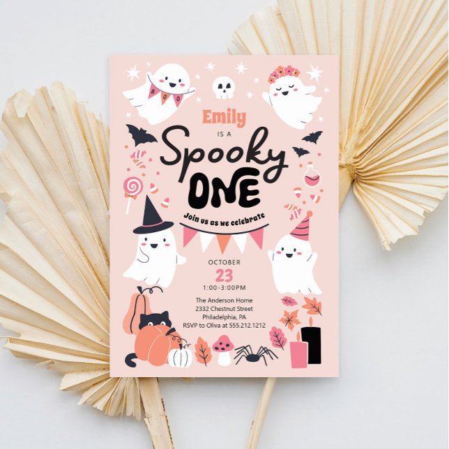 Invitación Espeluznante un fantasma Fiesta de primer cumpleañ (Spooky One Birthday Party Invite)