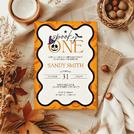 Invitación Espeluznante Una Halloween 1er cumpleaños Estética