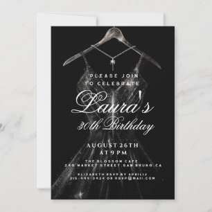 Invitación Espeluznante vestido de oro negro fiesta de cumple