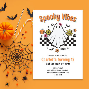 Invitación Espeluznante Vibes Retro Ghost Halloween