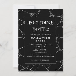 Invitación Espeluznante Web Black & White Halloween Party