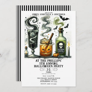 Invitación Espeluznante y espeluznante cócteles de la fiesta 