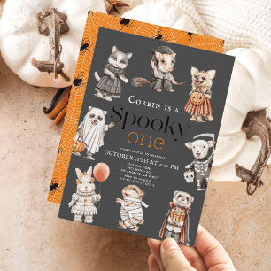 Invitación Espeluznantes animales de Halloween disfrazan prim