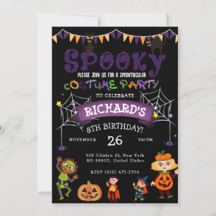 Invitación Espeluznantes disfraces de Halloween niños fiesta