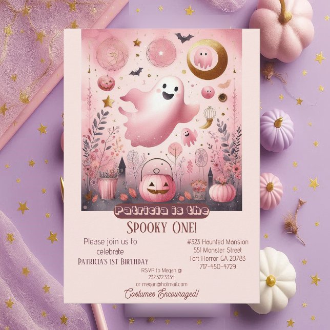 Invitación Espeluznantes Guirnaldas Fantasma Amigables De Un  (Spooky One Boo Crew Friendly Ghost Ghouls Birthday Invitation)