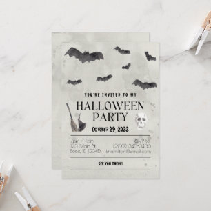 Invitación Espeluznantes murciélagos en la fiesta de Hallowee
