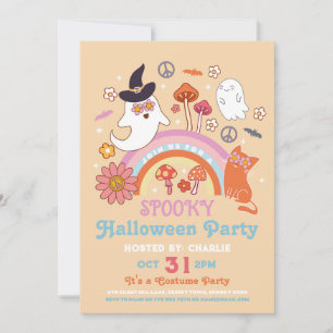 Invitación Espeluznantes niños de Halloween 70 retro vintage