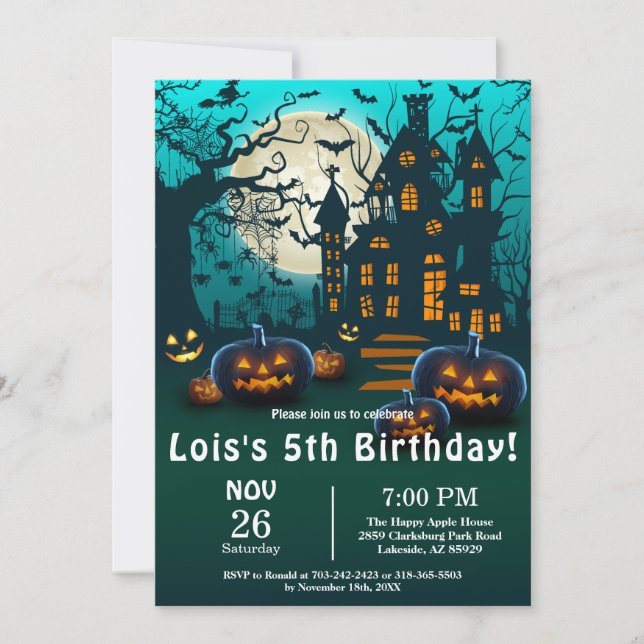 Invitación Espeluznantes niños de Halloween organizan fiesta  (Anverso)