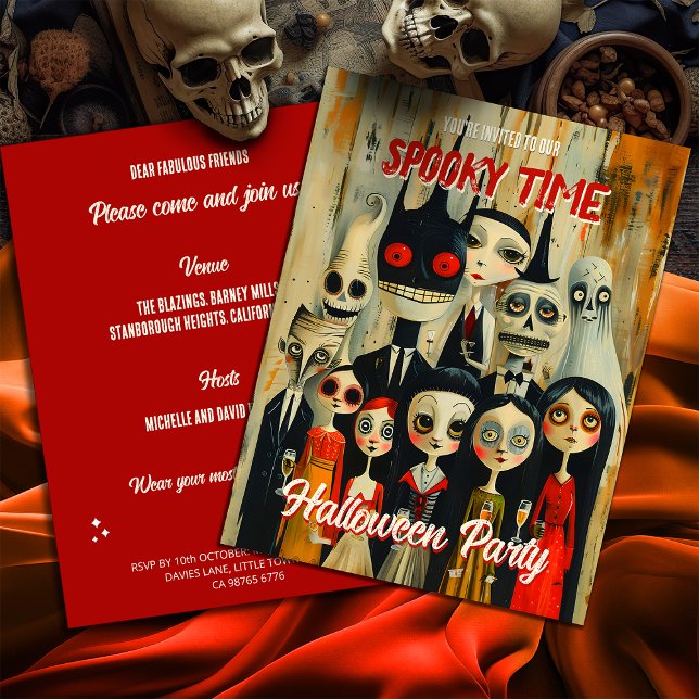 Invitación Espeluznantes personajes de Halloween de época (Subido por el creador)