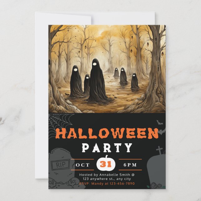 Invitación Espeluznantes selvas dan miedo a la gente Hallowee (Anverso)