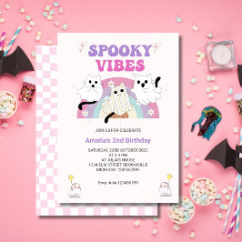 Invitación Espeluznantes Vibes Retro Halloween Fantasma Cumpl