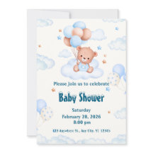 Espera prematura Baby Shower neutra, azul y blanco