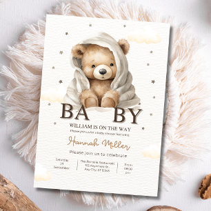 Invitación Esperamos con ansias Baby Shower Niño Osito bebé