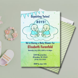 Invitación Esperando a los niños gemelos en el Baby Shower ve