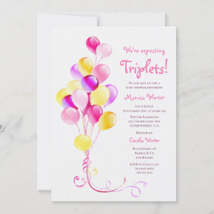 Invitación Esperando el Baby Shower de los globos rosados Tri