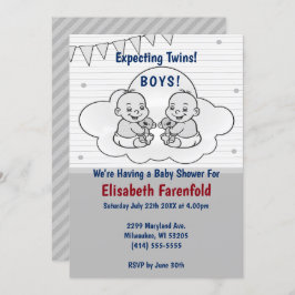 Invitación Esperando que los dobles nublen los tonos grises d