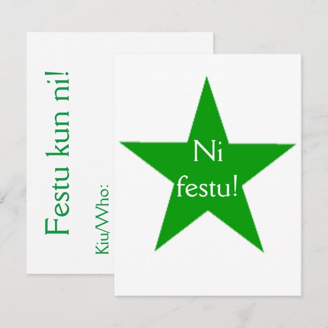 Invitación Esperanto: ¡Festu del Ni! (Anverso / Reverso)