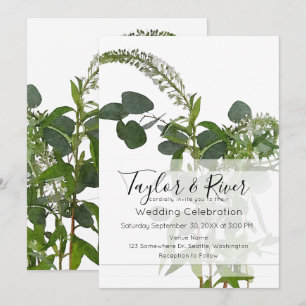 Invitación "Esperanza" Aquarela Botánica Con Hojas De Eucalip