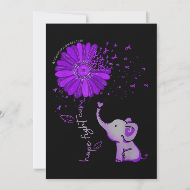 Invitación Esperanza contra la cinta morada del elefante Alzh (Anverso)