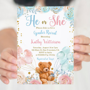 Invitación Esperar a un bebé El o ella género revelan Baby Sh