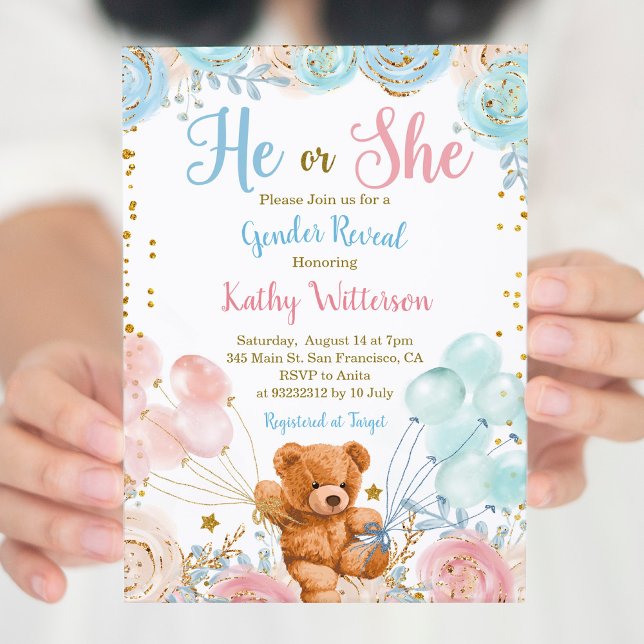 Invitación Esperar a un bebé El o ella género revelan Baby Sh (Subido por el creador)