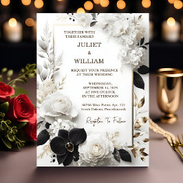 Invitación Esperar Boda en blanco elegante clásico formal