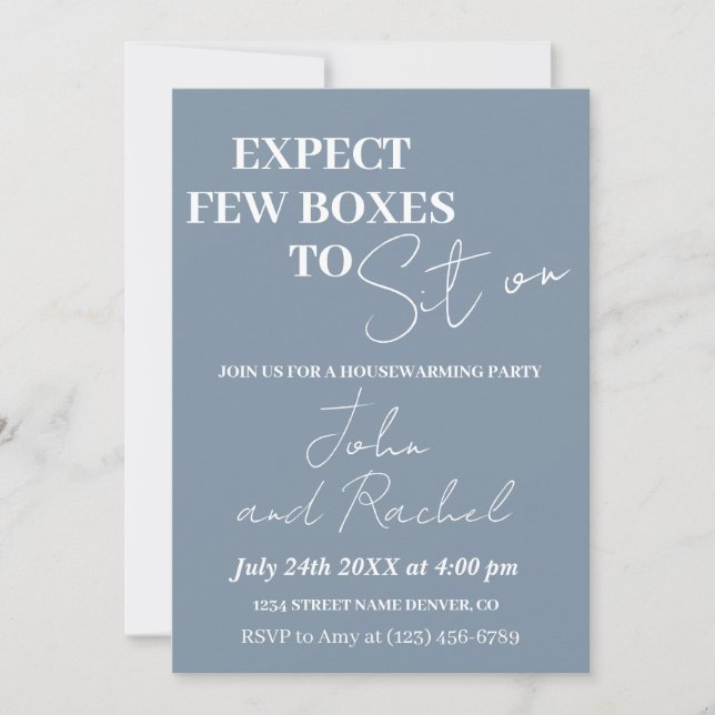 Invitación Esperar pocas cajas para sentarse en un fiesta div (Anverso)