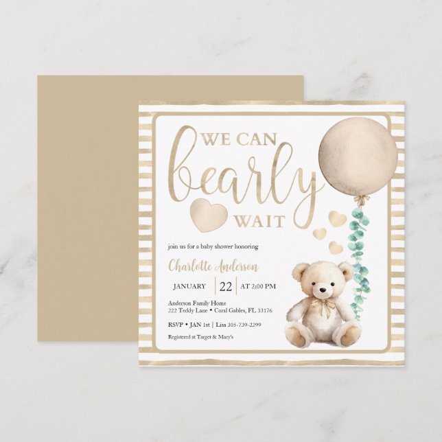 Invitación Esperar prematuramente a nivel neutro Teddy Bear S (Anverso / Reverso)