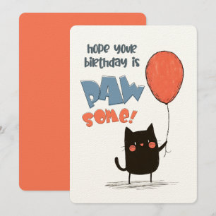 Invitación Espero que tu cumpleaños sea Pawsome!   ¡Un Gato P