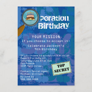 Invitación Espía / Secreto / Agente Especial Fiesta de Cumple