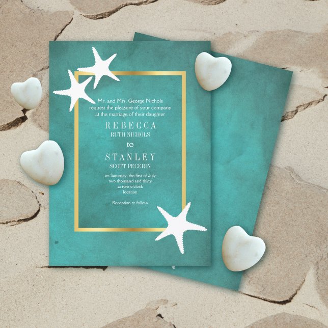 Invitación Espinilla blanca en una boda verde azulada en la p (Subido por el creador)