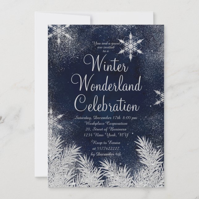 Invitación Espinilla de nieve azul plateada de invierno corpo (Anverso)