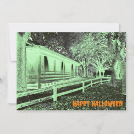 Invitación Espinosa fiesta de Halloween en Cabina Verde y Neg