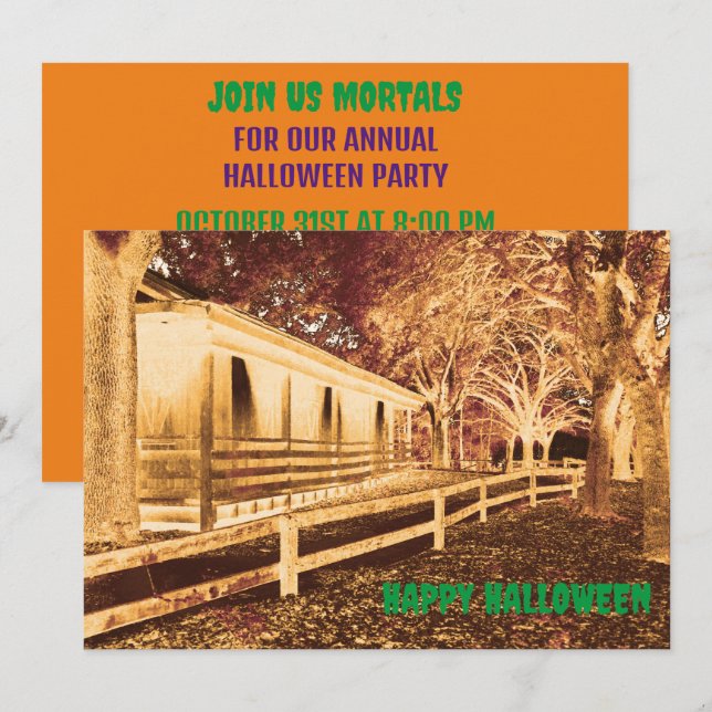 Invitación Espinosa fiesta de Halloween en los bosques de Cab (Anverso / Reverso)