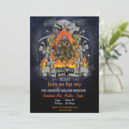 Invitación Espinoso Skeleton En La Noche De La Fiesta De Hall