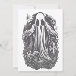 Invitación Espíritu de Halloween 8, fantasma, asustado, malva