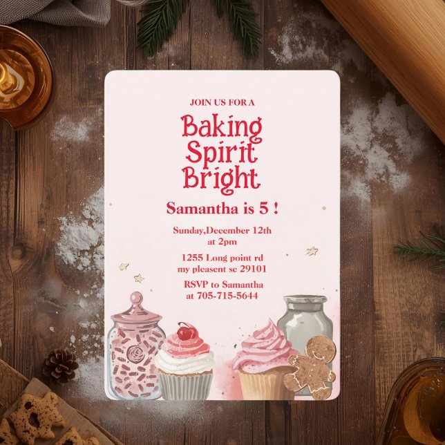 Invitación Espíritu de Horneado Rosa Brillante `Cumpleaños (Subido por el creador)