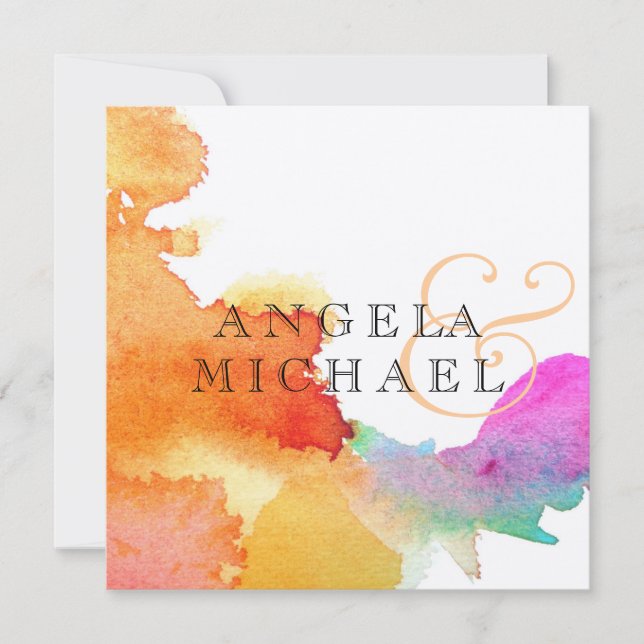 Invitación Esplandor de color de agua (Anverso)